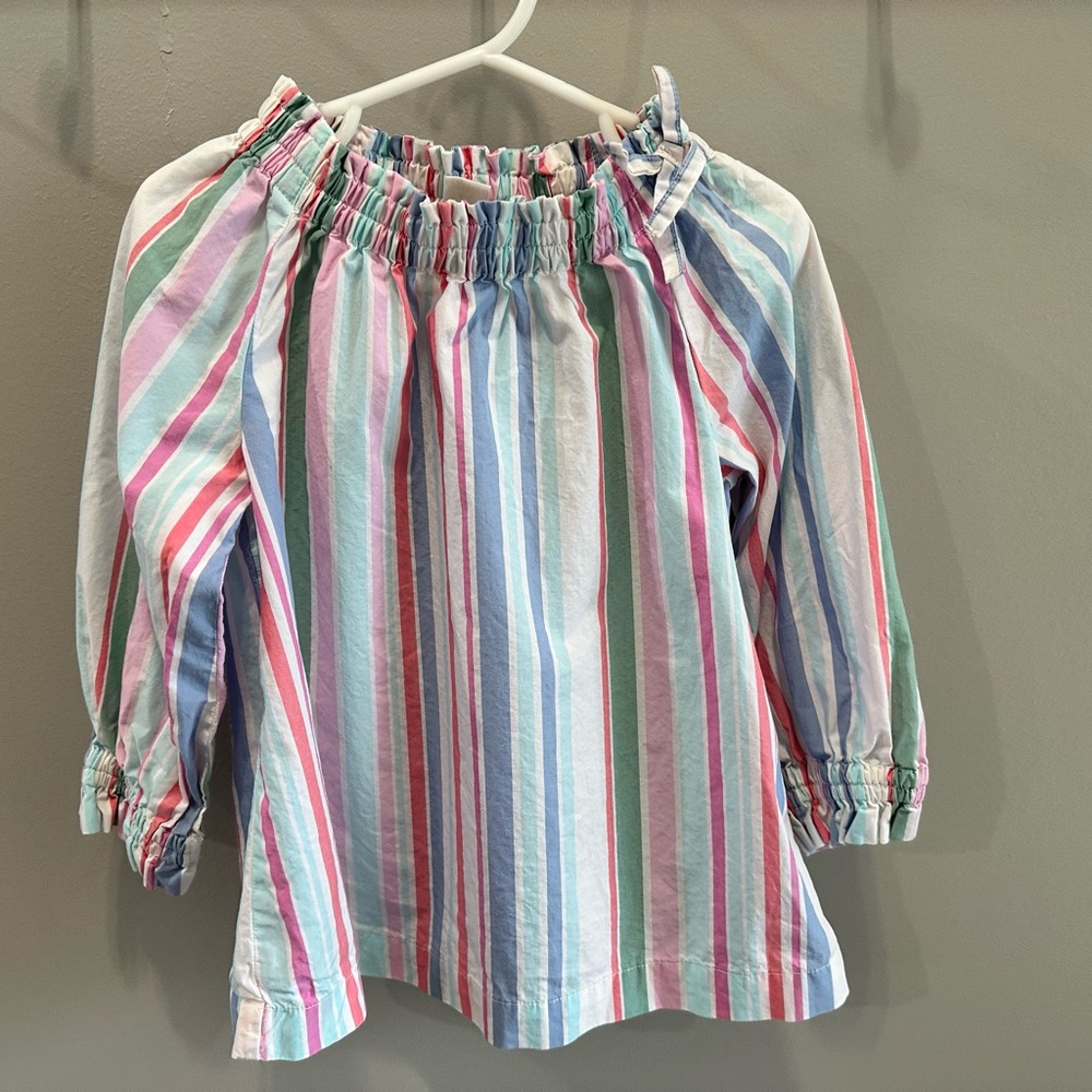 Crewcuts Girls' Pastel Multi-Stripe Off-Shoulder Top